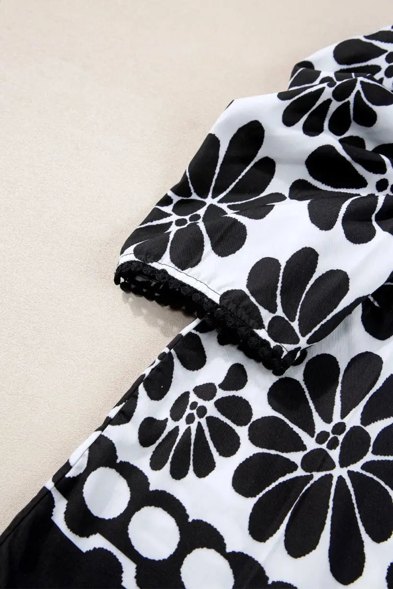 Stylish Printed Round Neck Half Sleeve Blouse for Women - Love Salve